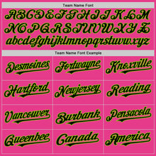 Load image into Gallery viewer, Custom Pink Black-Neon Green Bomber Full-Snap Varsity Letterman Two Tone Hoodie Jacket