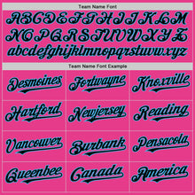 Load image into Gallery viewer, Custom Pink Black-Sky Blue Bomber Full-Snap Varsity Letterman Two Tone Hoodie Jacket