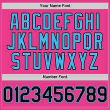 Load image into Gallery viewer, Custom Pink Black-Sky Blue Bomber Full-Snap Varsity Letterman Two Tone Hoodie Jacket