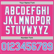 Load image into Gallery viewer, Custom Pink Light Blue-White Bomber Full-Snap Varsity Letterman Two Tone Hoodie Jacket