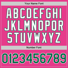 Load image into Gallery viewer, Custom Pink Kelly Green-White Bomber Full-Snap Varsity Letterman Two Tone Hoodie Jacket