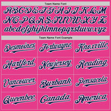 Load image into Gallery viewer, Custom Pink Navy-White Bomber Full-Snap Varsity Letterman Two Tone Hoodie Jacket