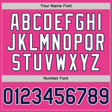 Load image into Gallery viewer, Custom Pink Navy-White Bomber Full-Snap Varsity Letterman Two Tone Hoodie Jacket