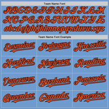 Load image into Gallery viewer, Custom Light Blue Orange-Black Bomber Full-Snap Varsity Letterman Hoodie Jacket