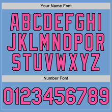 Load image into Gallery viewer, Custom Light Blue Pink-Black Bomber Full-Snap Varsity Letterman Hoodie Jacket