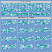 Load image into Gallery viewer, Custom Light Blue Teal-White Bomber Full-Snap Varsity Letterman Hoodie Jacket