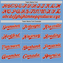 Load image into Gallery viewer, Custom Light Blue Red-Cream Bomber Full-Snap Varsity Letterman Hoodie Jacket