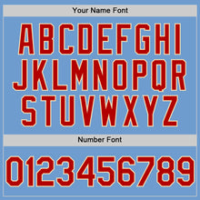 Load image into Gallery viewer, Custom Light Blue Red-Cream Bomber Full-Snap Varsity Letterman Hoodie Jacket