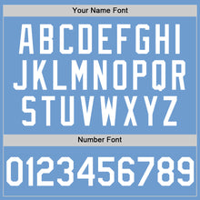 Load image into Gallery viewer, Custom Light Blue White Bomber Full-Snap Varsity Letterman Hoodie Jacket