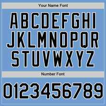 Load image into Gallery viewer, Custom Light Blue Black-White Bomber Full-Snap Varsity Letterman Two Tone Hoodie Jacket