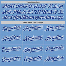 Load image into Gallery viewer, Custom Light Blue Royal-White Bomber Full-Snap Varsity Letterman Two Tone Hoodie Jacket