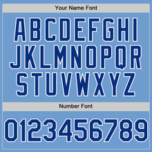 Load image into Gallery viewer, Custom Light Blue Royal-White Bomber Full-Snap Varsity Letterman Two Tone Hoodie Jacket