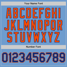 Load image into Gallery viewer, Custom Light Blue Royal-Orange Bomber Full-Snap Varsity Letterman Two Tone Hoodie Jacket