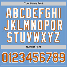 Load image into Gallery viewer, Custom Light Blue Texas Orange-White Bomber Full-Snap Varsity Letterman Two Tone Hoodie Jacket