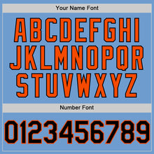 Load image into Gallery viewer, Custom Light Blue Black-Orange Bomber Full-Snap Varsity Letterman Two Tone Hoodie Jacket