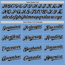 Load image into Gallery viewer, Custom Light Blue Black-Gray Bomber Full-Snap Varsity Letterman Two Tone Hoodie Jacket