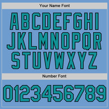 Load image into Gallery viewer, Custom Light Blue Teal-Black Bomber Full-Snap Varsity Letterman Two Tone Hoodie Jacket