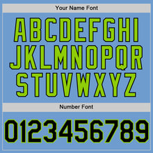 Load image into Gallery viewer, Custom Light Blue Black-Neon Green Bomber Full-Snap Varsity Letterman Two Tone Hoodie Jacket