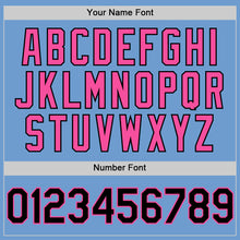 Load image into Gallery viewer, Custom Light Blue Black-Pink Bomber Full-Snap Varsity Letterman Two Tone Hoodie Jacket