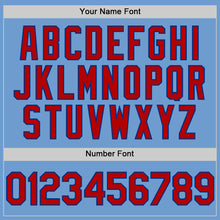 Load image into Gallery viewer, Custom Light Blue Red-Royal Bomber Full-Snap Varsity Letterman Two Tone Hoodie Jacket