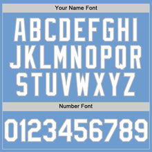 Load image into Gallery viewer, Custom Light Blue White-Gray Bomber Full-Snap Varsity Letterman Two Tone Hoodie Jacket