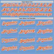 Load image into Gallery viewer, Custom Light Blue Orange-White Bomber Full-Snap Varsity Letterman Two Tone Hoodie Jacket