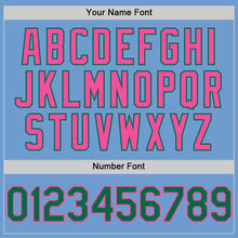 Load image into Gallery viewer, Custom Light Blue Kelly Green-Pink Bomber Full-Snap Varsity Letterman Two Tone Hoodie Jacket