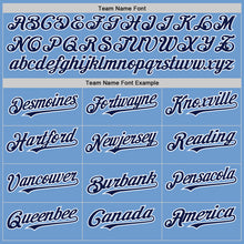 Load image into Gallery viewer, Custom Light Blue Navy-White Bomber Full-Snap Varsity Letterman Two Tone Hoodie Jacket