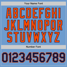 Load image into Gallery viewer, Custom Light Blue Navy-Orange Bomber Full-Snap Varsity Letterman Two Tone Hoodie Jacket