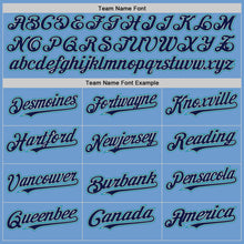 Load image into Gallery viewer, Custom Light Blue Navy Gray-Teal Bomber Full-Snap Varsity Letterman Two Tone Hoodie Jacket