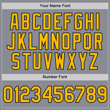 Load image into Gallery viewer, Custom Gray Gold-Black Bomber Full-Snap Varsity Letterman Hoodie Jacket