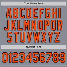 Load image into Gallery viewer, Custom Gray Orange-Black Bomber Full-Snap Varsity Letterman Hoodie Jacket