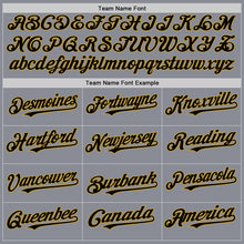 Load image into Gallery viewer, Custom Gray Black-Old Gold Bomber Full-Snap Varsity Letterman Hoodie Jacket