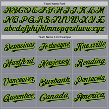 Load image into Gallery viewer, Custom Gray Black-Neon Green Bomber Full-Snap Varsity Letterman Hoodie Jacket