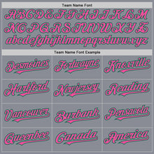 Load image into Gallery viewer, Custom Gray Pink-Kelly Green Bomber Full-Snap Varsity Letterman Hoodie Jacket