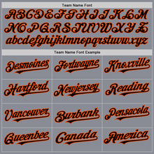 Load image into Gallery viewer, Custom Gray Black-Orange Bomber Full-Snap Varsity Letterman Two Tone Hoodie Jacket