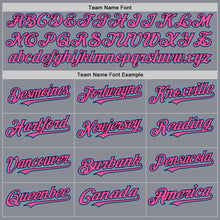 Load image into Gallery viewer, Custom Gray Sky Blue Black-Pink Bomber Full-Snap Varsity Letterman Two Tone Hoodie Jacket