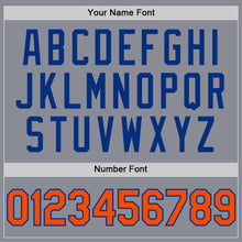 Load image into Gallery viewer, Custom Gray Orange-Royal Bomber Full-Snap Varsity Letterman Two Tone Hoodie Jacket