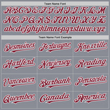 Load image into Gallery viewer, Custom Gray Crimson-White Bomber Full-Snap Varsity Letterman Two Tone Hoodie Jacket