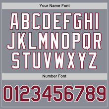 Load image into Gallery viewer, Custom Gray Crimson-White Bomber Full-Snap Varsity Letterman Two Tone Hoodie Jacket