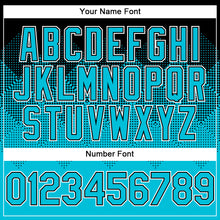 Load image into Gallery viewer, Custom Black Lakes Blue-White Gradient Square Shape 3D Pattern Design Bomber Full-Snap Varsity Letterman Hoodie Jacket