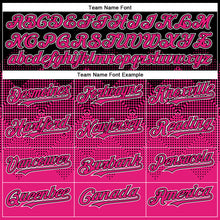 Load image into Gallery viewer, Custom Black Hot Pink-White Gradient Square Shape 3D Pattern Design Bomber Full-Snap Varsity Letterman Hoodie Jacket