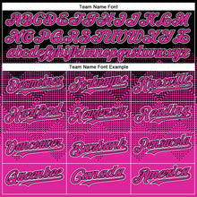 Load image into Gallery viewer, Custom Black Deep Pink-White Gradient Square Shape 3D Pattern Design Bomber Full-Snap Varsity Letterman Hoodie Jacket