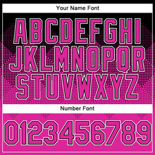 Load image into Gallery viewer, Custom Black Deep Pink-White Gradient Square Shape 3D Pattern Design Bomber Full-Snap Varsity Letterman Hoodie Jacket