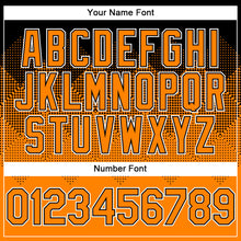 Load image into Gallery viewer, Custom Black Bay Orange-White Gradient Square Shape 3D Pattern Design Bomber Full-Snap Varsity Letterman Hoodie Jacket