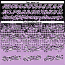Load image into Gallery viewer, Custom Black Light Purple-White Gradient Square Shape 3D Pattern Design Bomber Full-Snap Varsity Letterman Hoodie Jacket