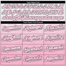 Load image into Gallery viewer, Custom White Light Pink-Black Gradient Square Shape 3D Pattern Design Bomber Full-Snap Varsity Letterman Hoodie Jacket