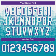 Load image into Gallery viewer, Custom White Teal-Purple Gradient Square Shape 3D Pattern Design Bomber Full-Snap Varsity Letterman Hoodie Jacket