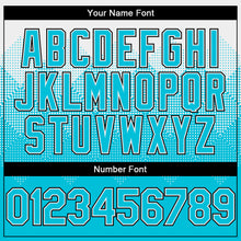 Load image into Gallery viewer, Custom White Lakes Blue-Black Gradient Square Shape 3D Pattern Design Bomber Full-Snap Varsity Letterman Hoodie Jacket