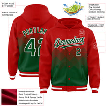 Load image into Gallery viewer, Custom Red Green-White Gradient Square Shape 3D Pattern Design Bomber Full-Snap Varsity Letterman Hoodie Jacket